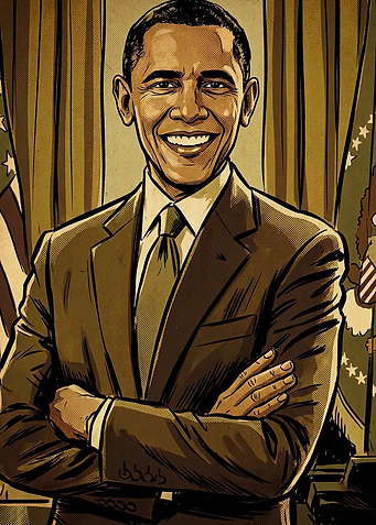 Barack Obama Comic Style Portrait