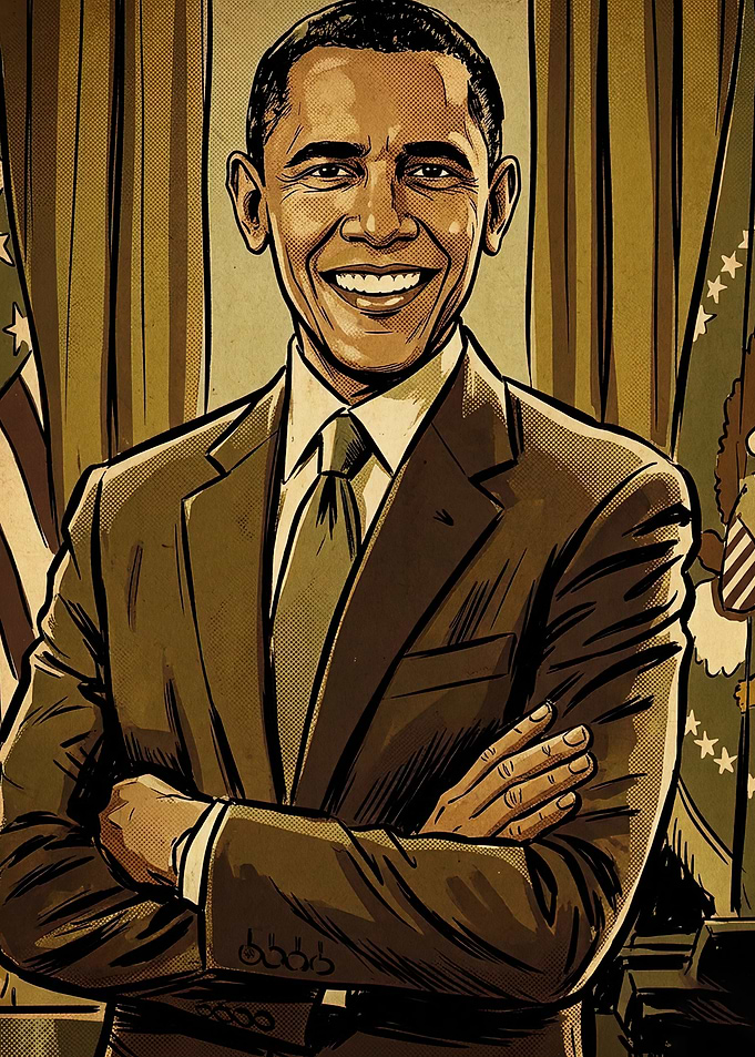 Barack Obama Comic Style Portrait