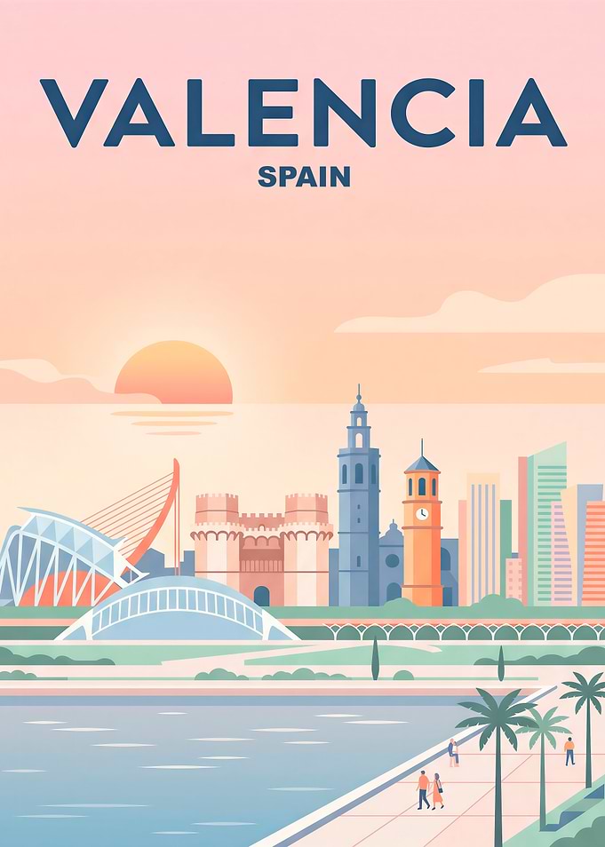 Valencia Spain Travel Poster