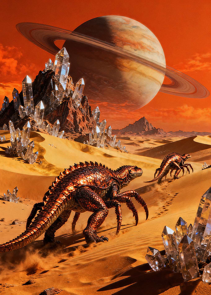 Alien Creatures on Crystal Desert Planet