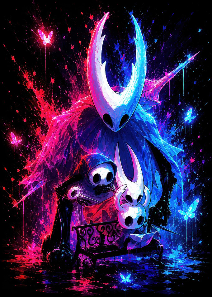 Hollow Knight Neon Splatter Art