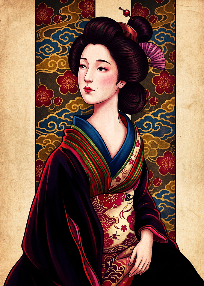 Elegant Geisha in Traditional Kimono