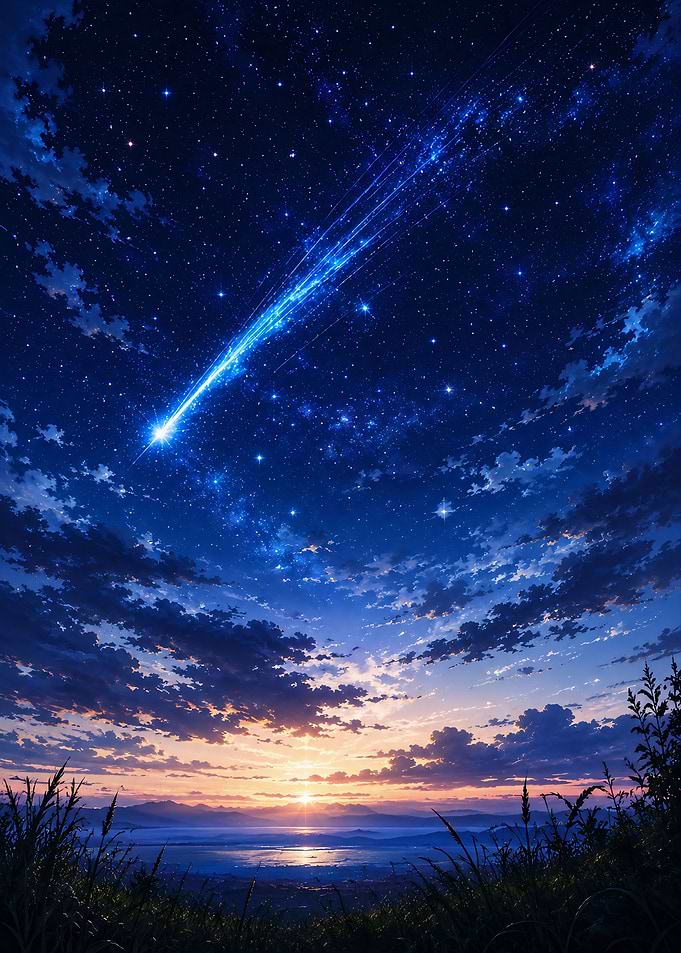 Stunning Meteor Shower Over Horizon