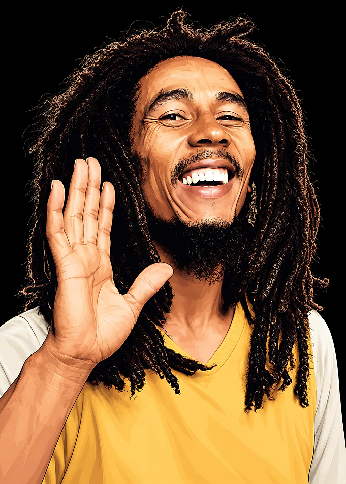 Bob Marley Smiling Portrait Illustration