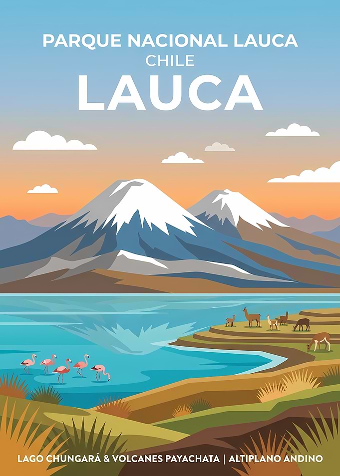 Lauca National Park Chile Travel Poster
