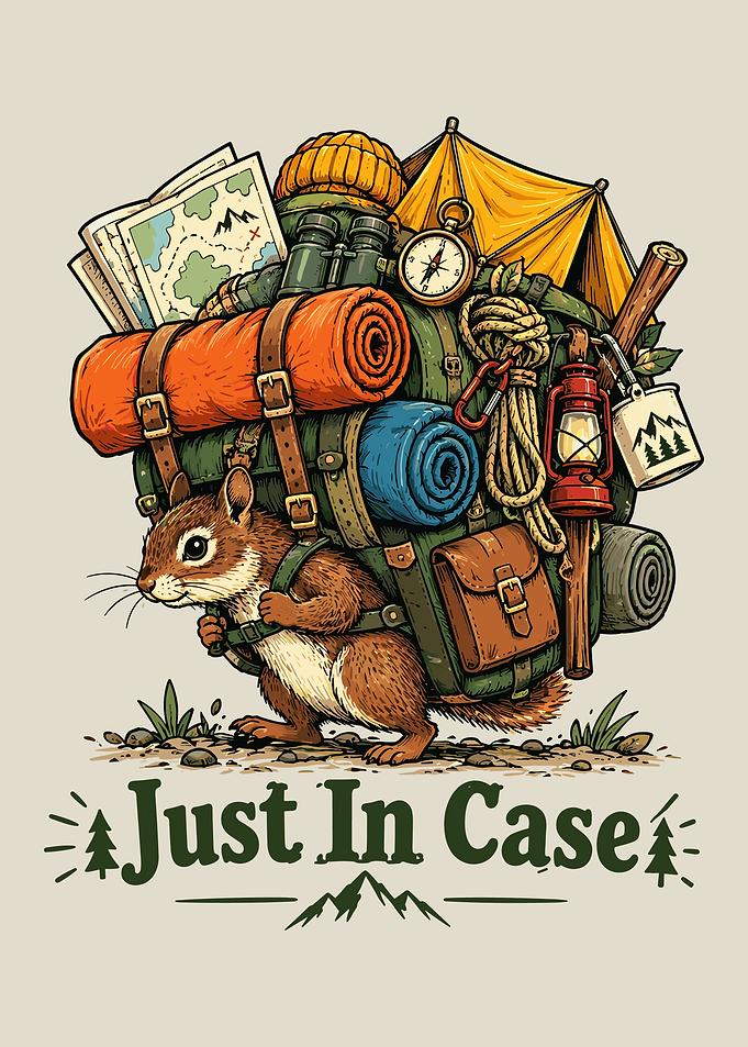 Squirrel Hiker with Camping Gear