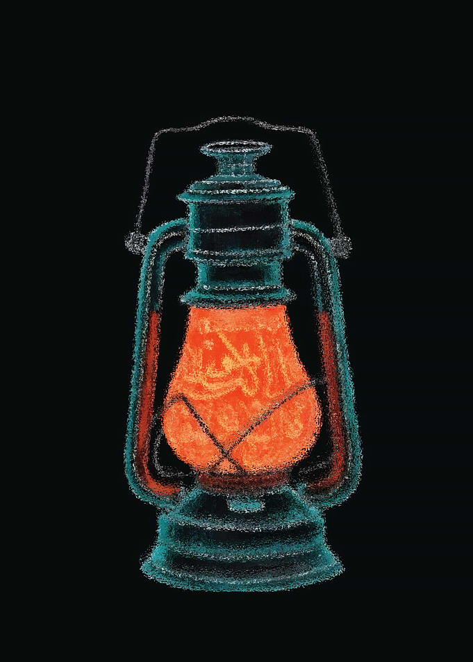 Glowing Vintage Oil Lantern Illustration