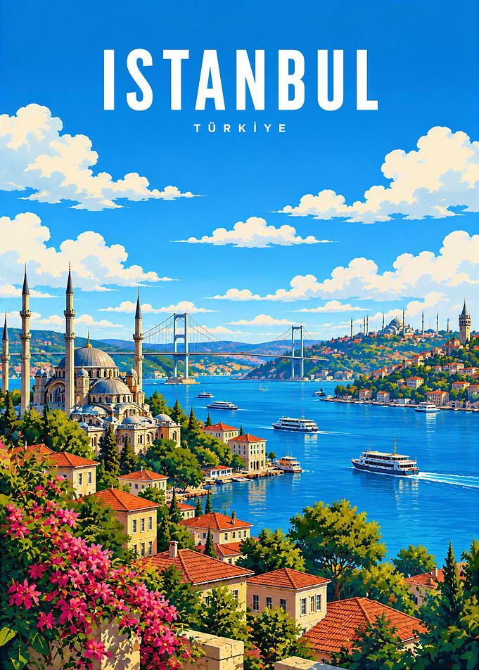 Istanbul Turkey Travel Poster
