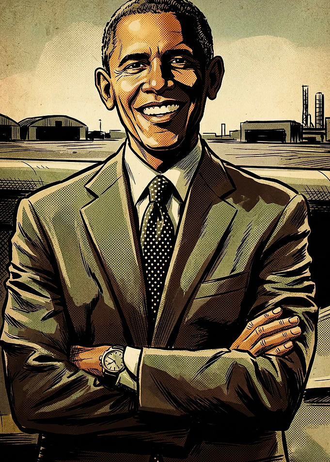 Barack Obama Comic Style Portrait