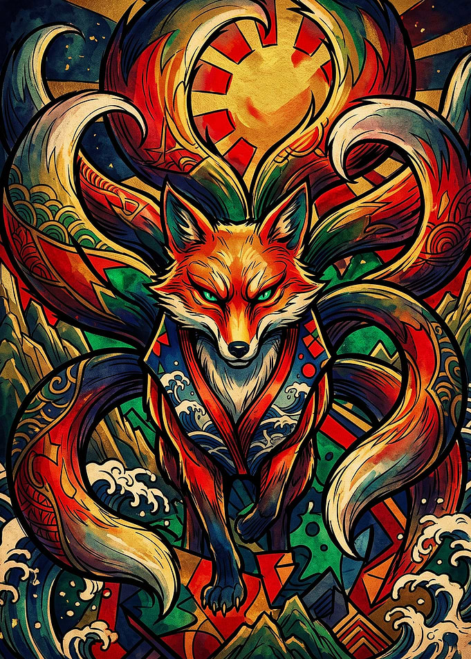 Nine-Tailed Kitsune Japanese Art