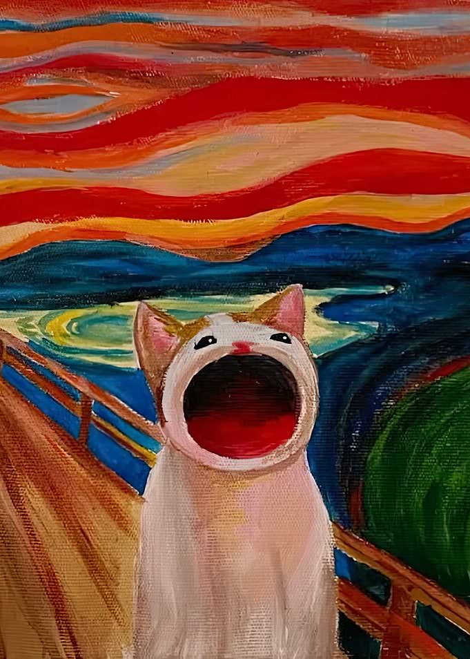 Pop Cat The Scream Parody Painting