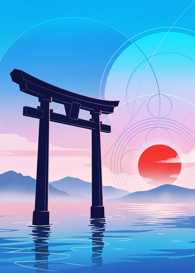 Torii Gate at Sunset Minimalist Art
