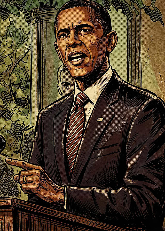 Barack Obama Comic Style Portrait