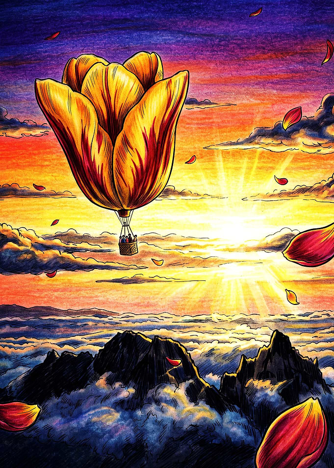 Tulip Hot Air Balloon Sunset
