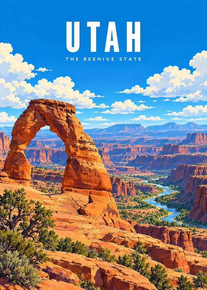 Utah The Beehive State Travel Poster
