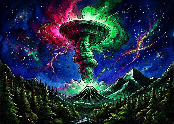 Cosmic Volcano Eruption Fantasy Art