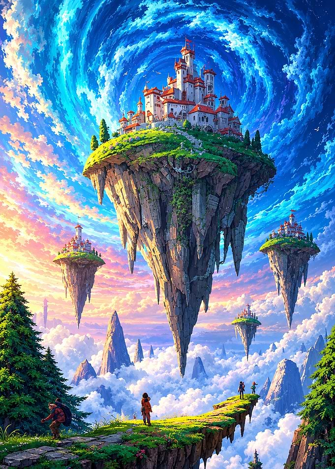 Floating Castles in a Magical Sky
