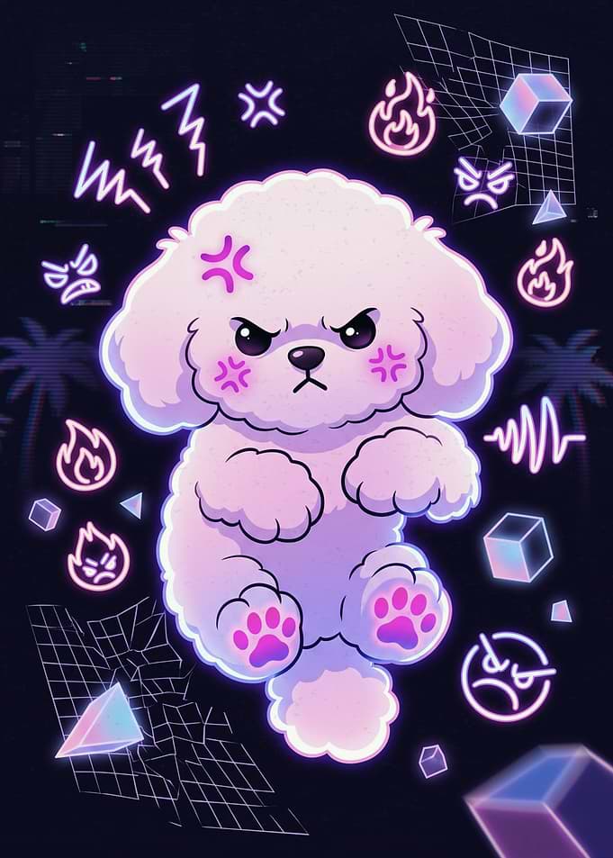 Angry Neon Poodle Illustration
