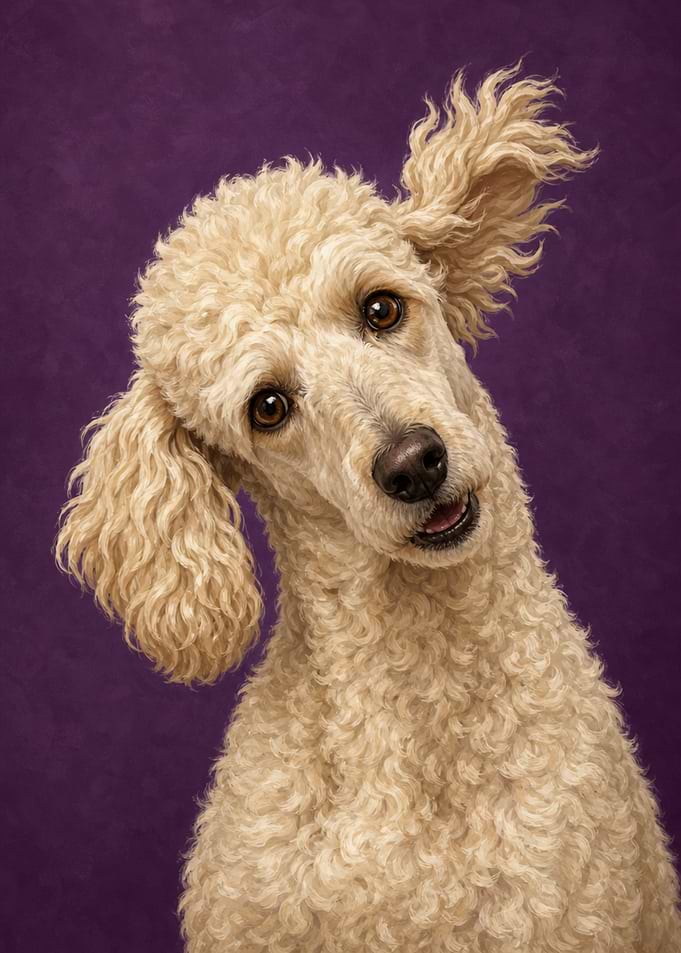 Poodle Wall Art — Confused Funny Painterly Portrait
