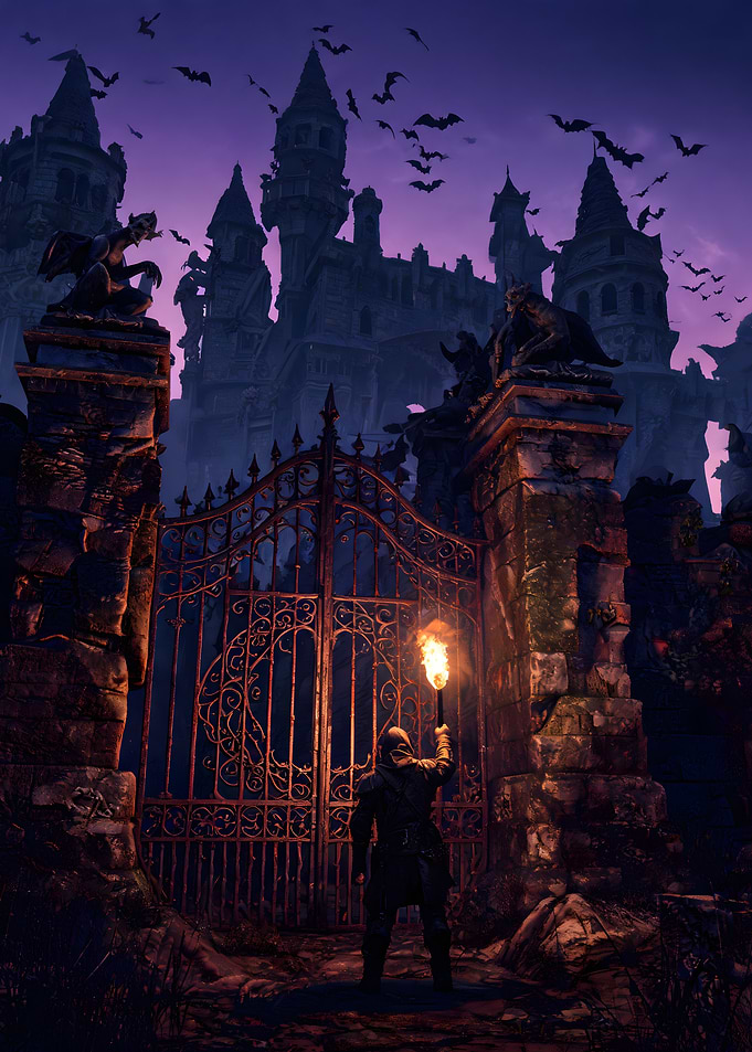 Adventurer at the Haunted Castle Gates