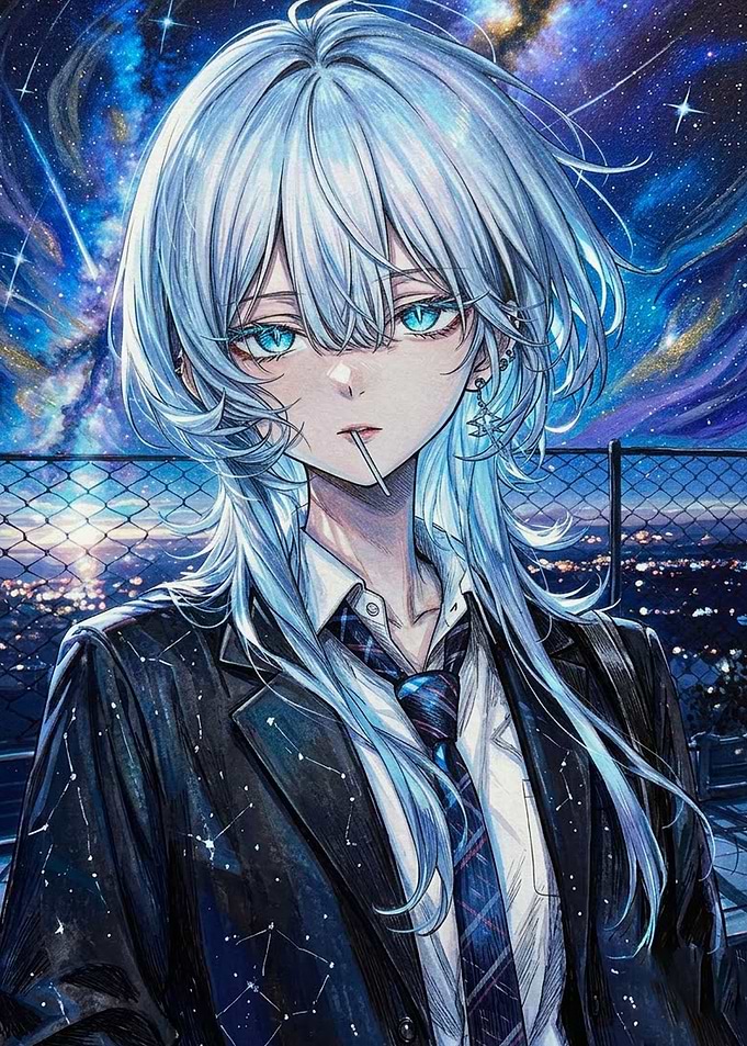 Anime Girl with Celestial Hair