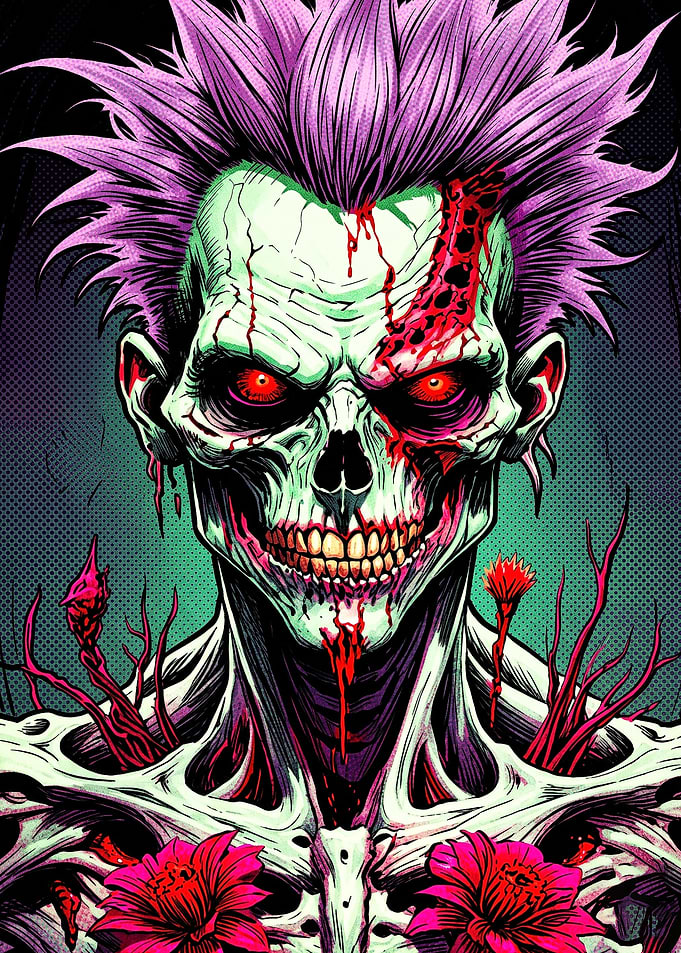 Spiky Haired Undead Zombie Portrait