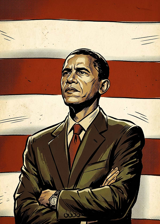 Barack Obama Comic Style Portrait