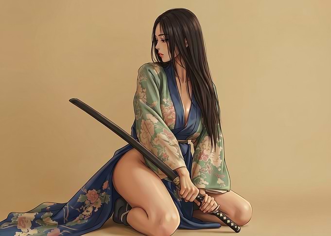 Elegant Woman with Katana