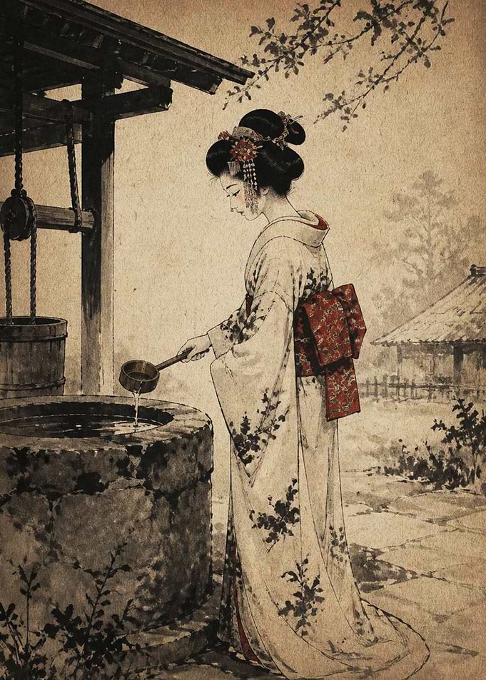 Geisha Drawing Water from a Well