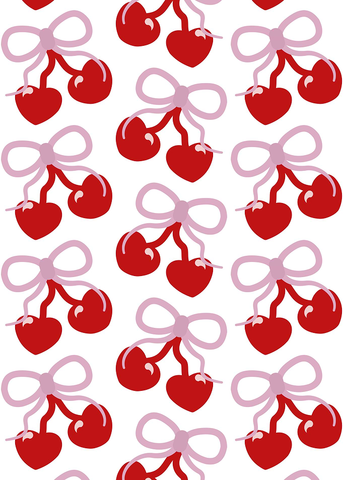 Cute Heart Cherry Pattern