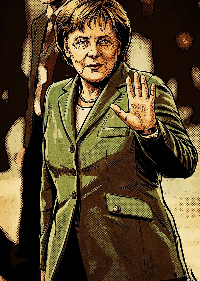 Angela Merkel Comic Style Portrait