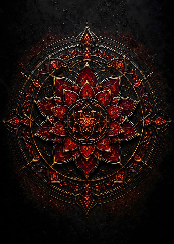 Intricate Red and Gold Mandala