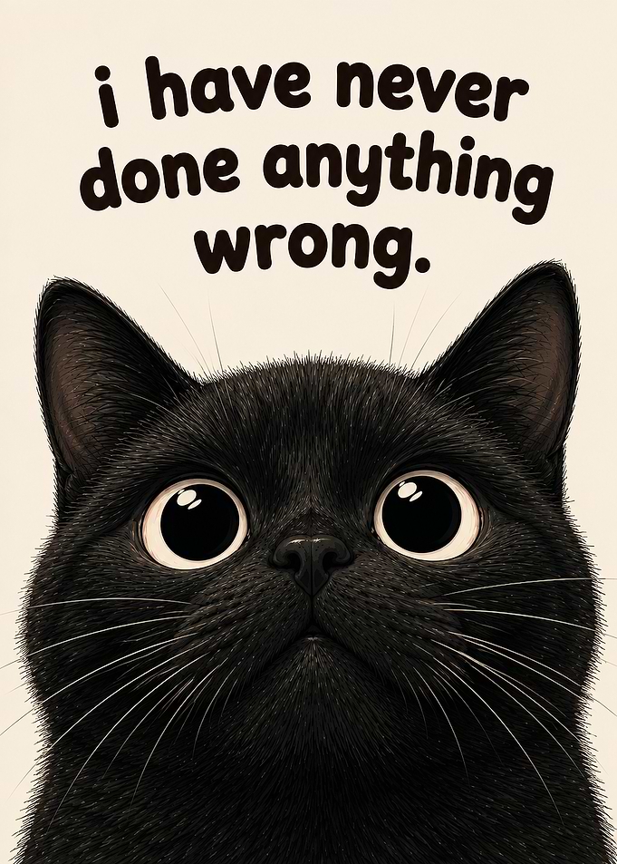 Funny Black Cat Art - I Have Never Done Anything Wrong
