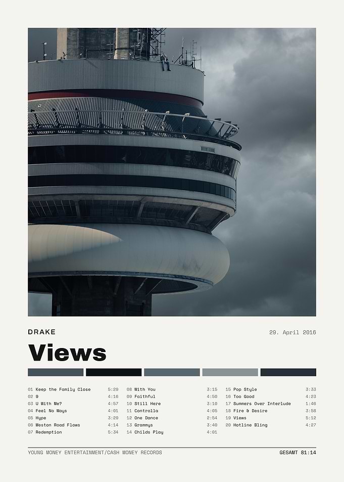 Drake Views Album Minimalist Poster