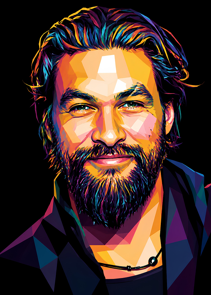 Jason Momoa Low Poly Portrait