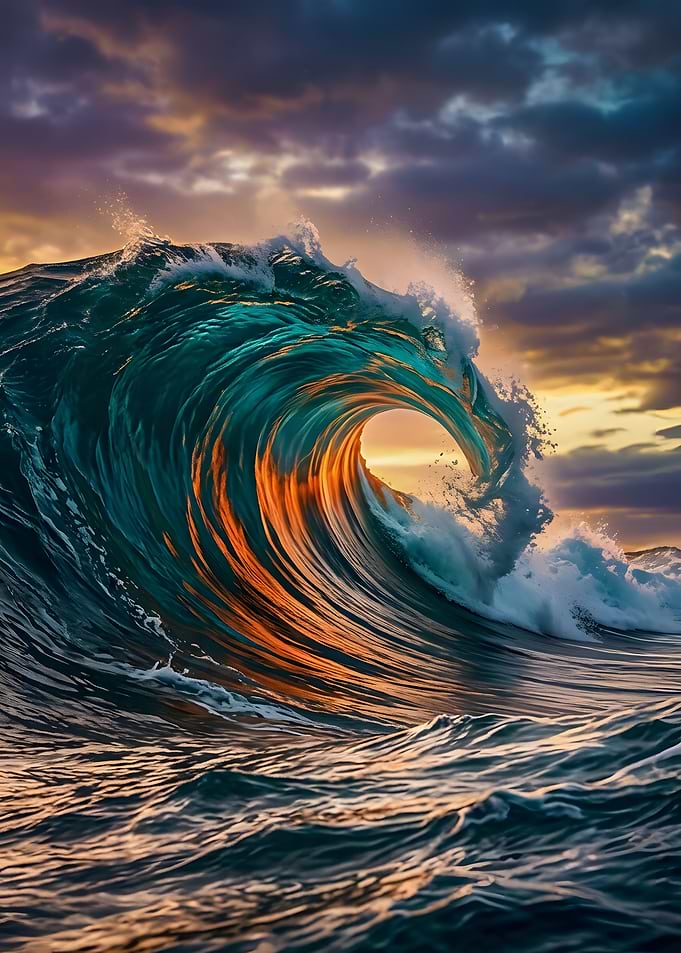 Golden Sunset Ocean Wave