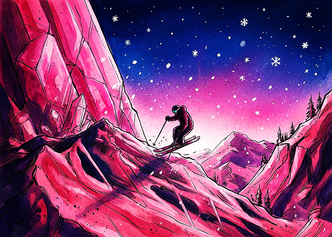 Skier on Vibrant Crystal Mountain