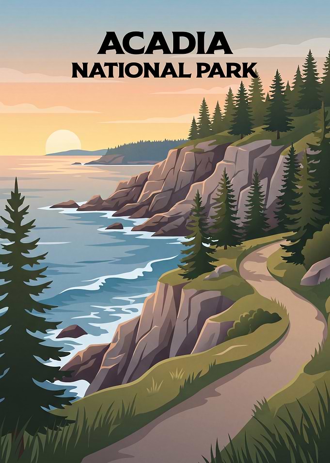 Acadia National Park Travel Poster