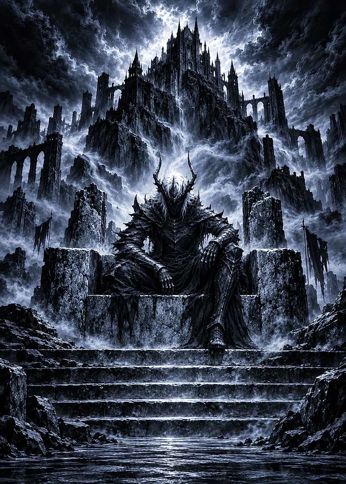 Dark Fantasy Knight on Throne
