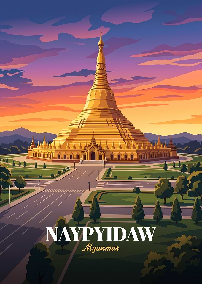 Naypyidaw Myanmar Travel Poster