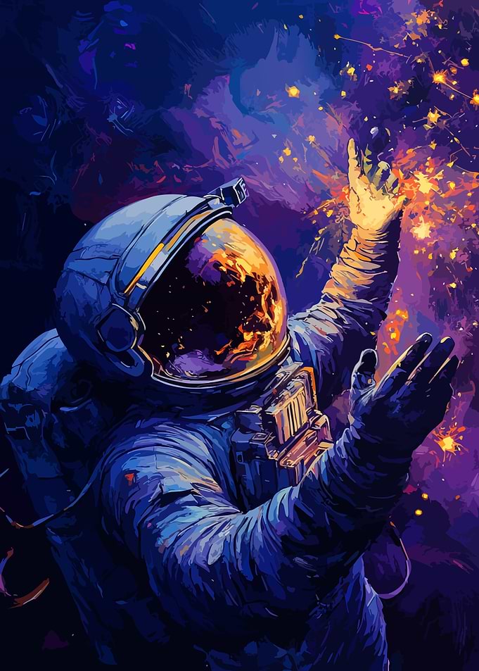 Astronaut Reaching for Cosmic Stardust