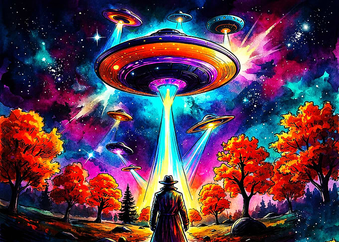 Alien Invasion in Autumn Forest