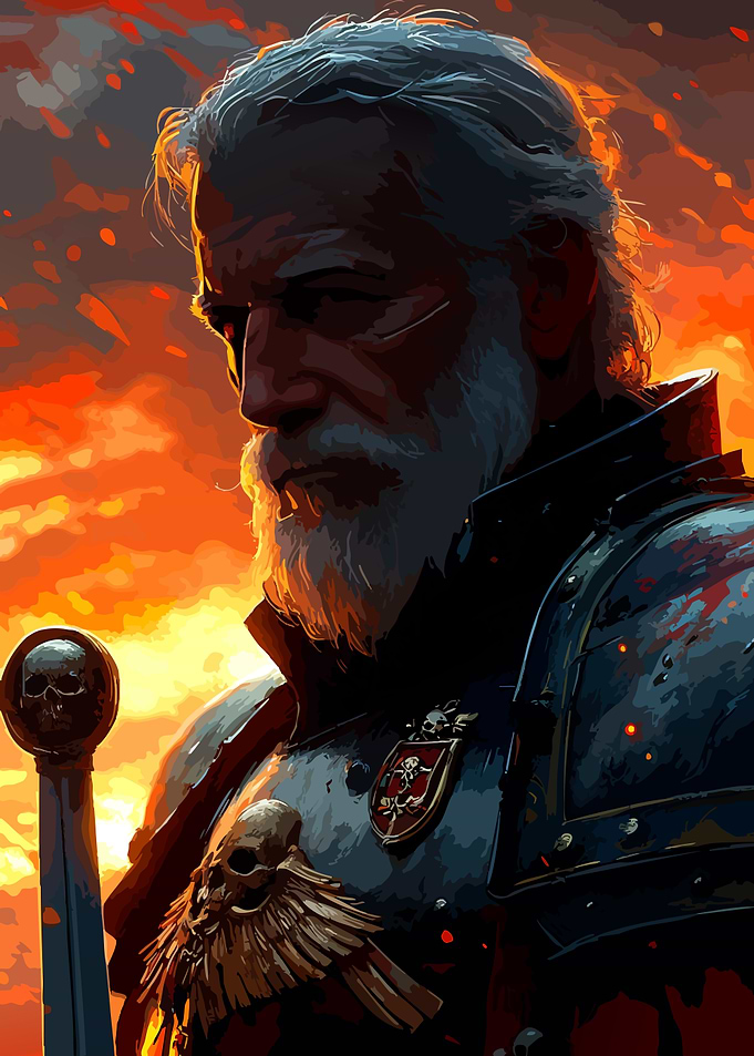 Elder Warrior in Fiery Battle