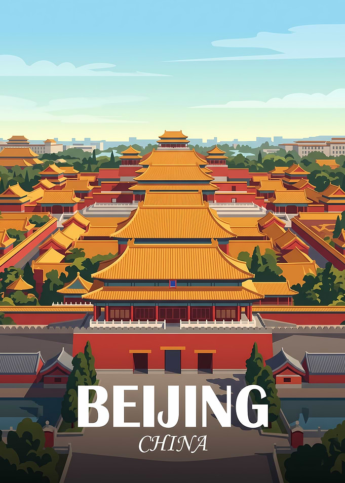 Forbidden City Beijing Travel Poster