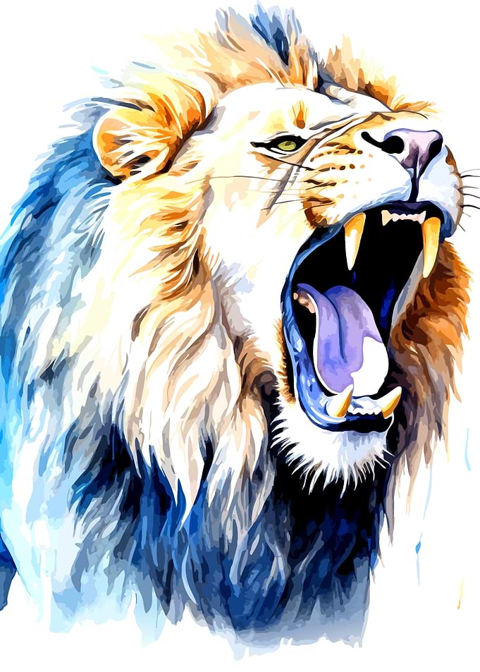 Roaring Lion Watercolor Art