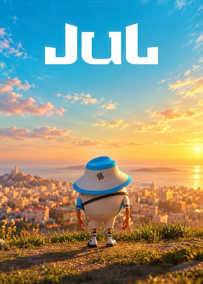 Jul character overlooking Marseille sunset