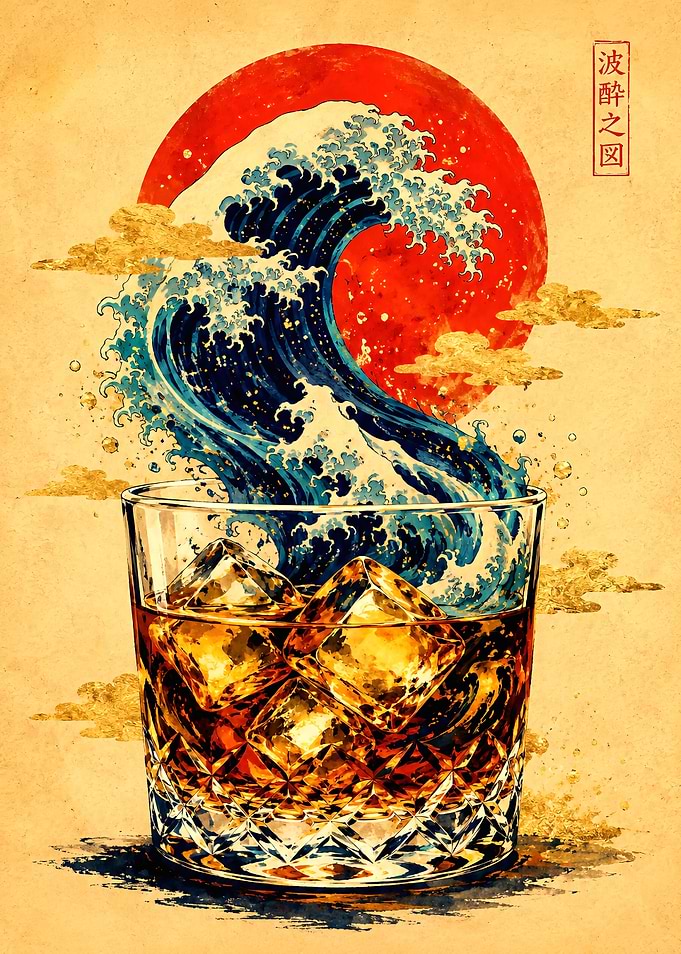 Great Wave Drink Glass Art