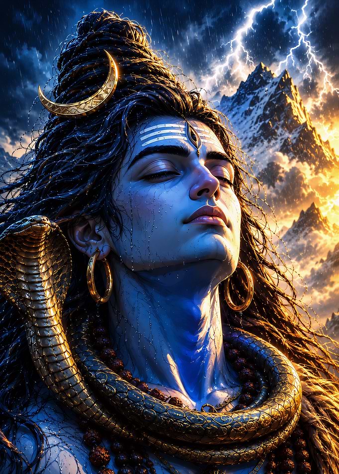 Lord Shiva Meditating in Himalayas