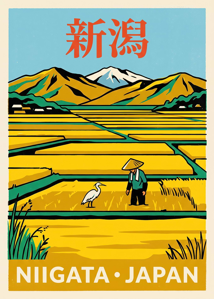 Niigata Japan Rice Field Travel Poster