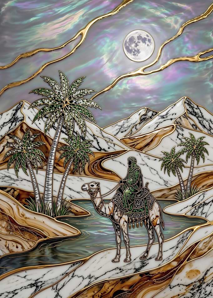 Moonlit Oasis – Jeweled Desert Mystique – Abstract Fantasy #38